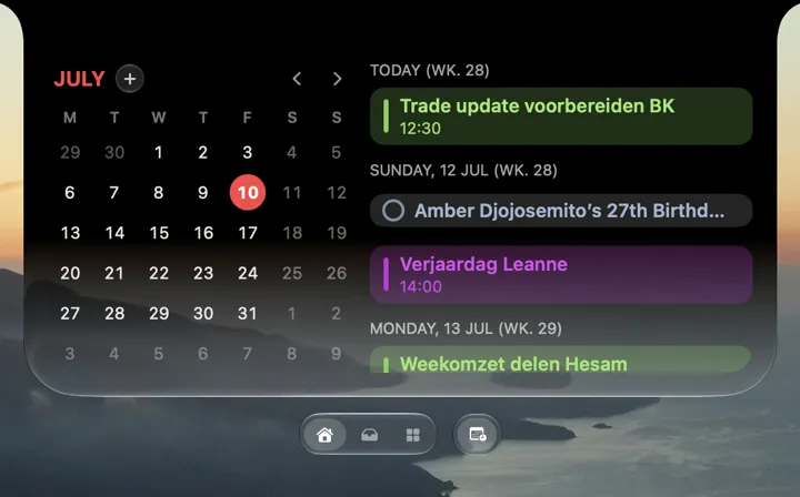 A calendar event with its meeting details at the top of a Mac display