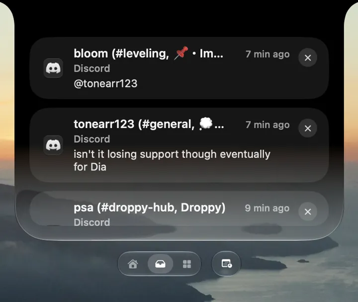 A message conversation shown at the top of a Mac display
